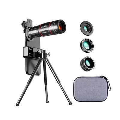 شراء عدسة كاميرا الهاتف 4 في 1 كيت عدسة الهاتف OEM مع 28X Telephoto 0.6X Wide Angle و 20X Macro online manufacture